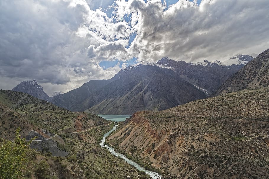 tajikistan, iskanderdarja, river, iskanderkul, alex andersee, lake, hissargebirge, mountains, province of sughd, central asia