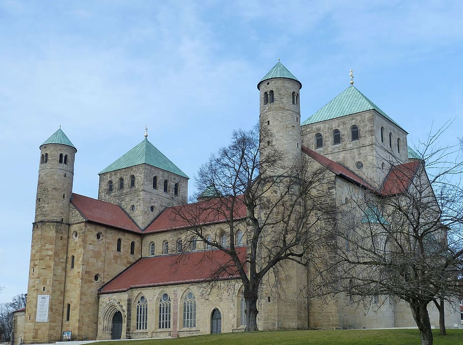 hildesheim jerman, saksoni rendah, gereja, historis, kota tua, arsitektur, menara gereja, romanesque, st michael, unesco