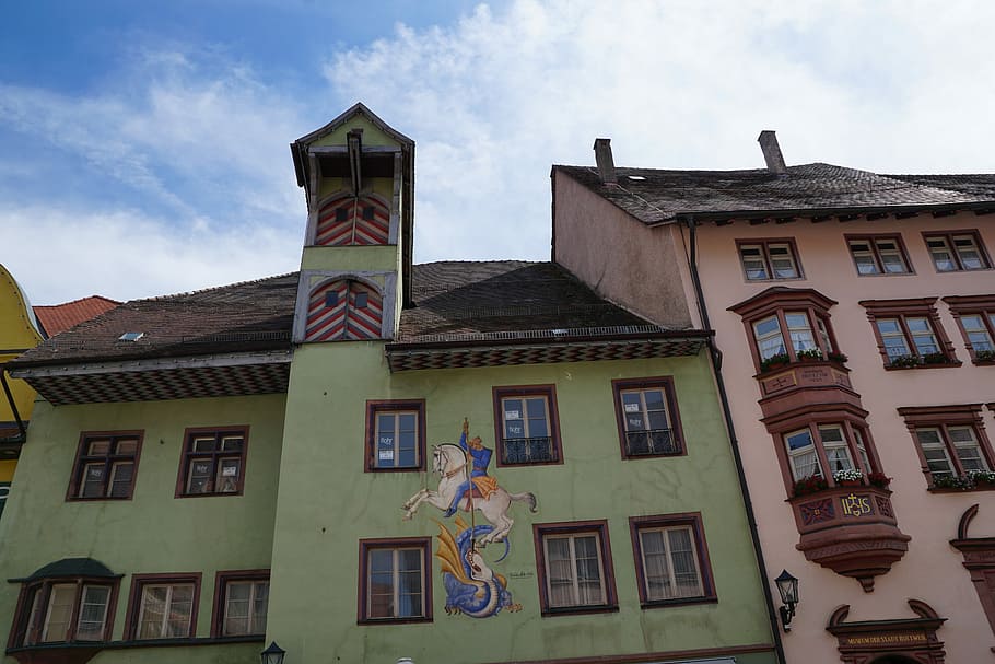 Rottweil, Germany, Facade, Home, historically, window, building exterior, architecture, sky, flag