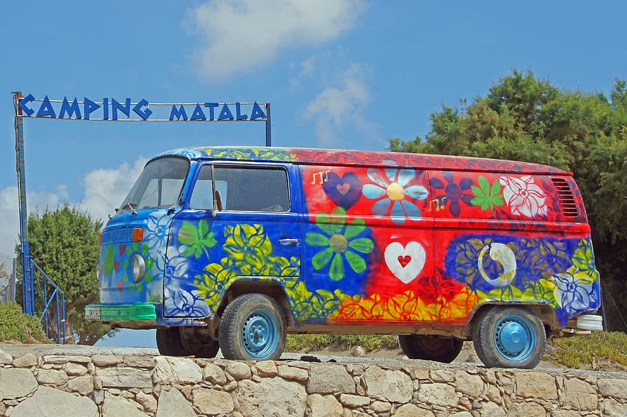 love, peace, hippy, bus, flower power, heart, matala, guitar, peaceful, no war
