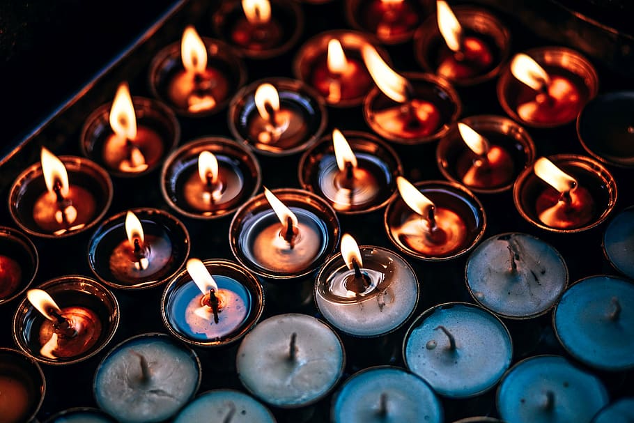velas candelita, encendidas, velas, luz, fuego, llama, noche, gran grupo de objetos, interiores, fondos