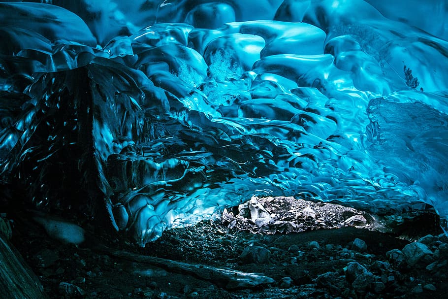 매크로 렌즈 사진, 물, 얼음, 냉동, 적열하는, 빙하, 바위, 푸른, 자연, 바다