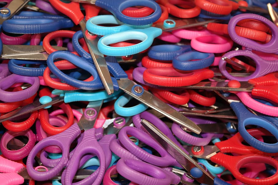 scissors lot, scissors, school, accessories, colorful, cut, tools, equipment, design, sharp
