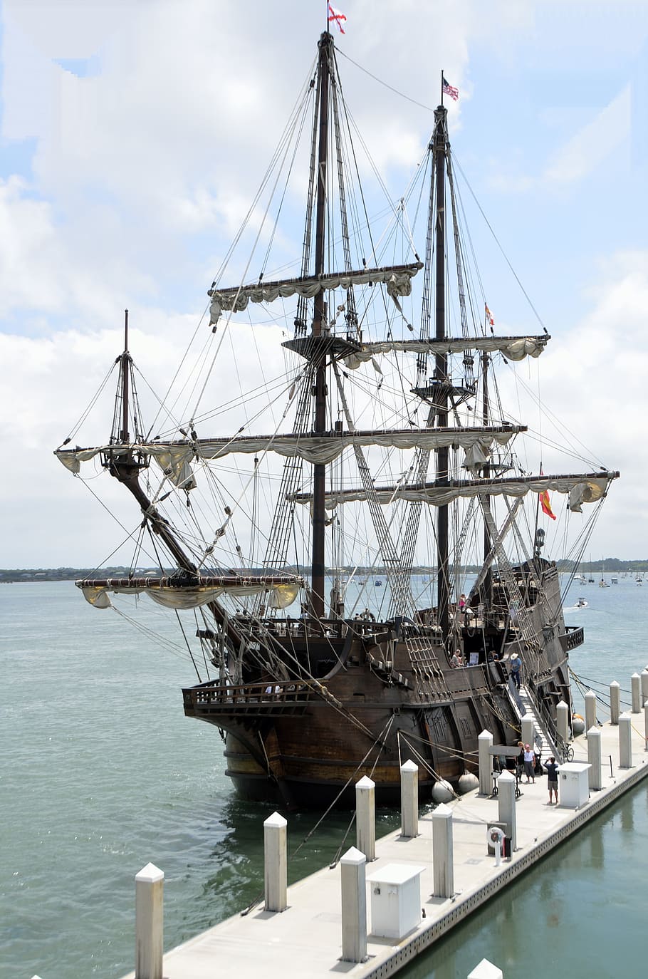 black, pearl, dock, galleon, ship, moored, sail, vessel, nautical, transportation