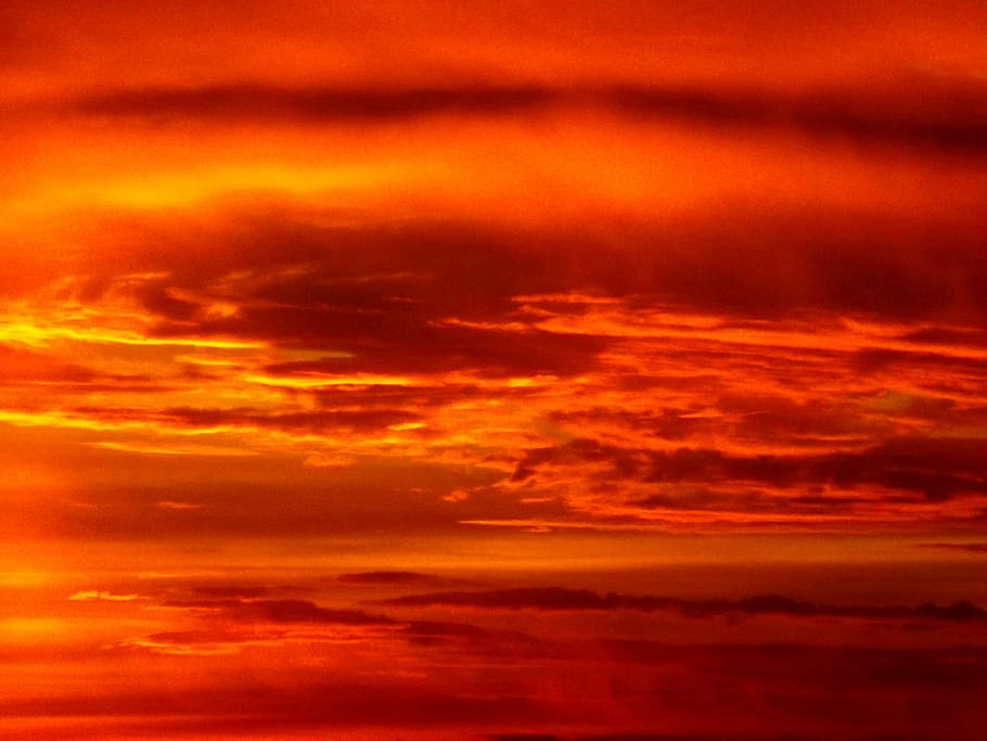Sunset, Sun, Cloud, Fire, sky, red, in the evening, orange, dramatic sky, cloud - sky