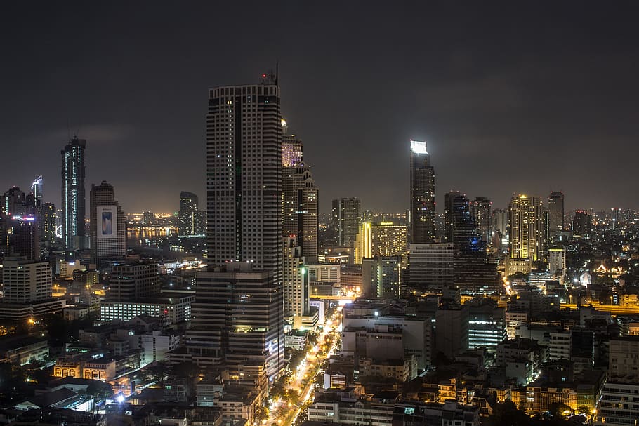 city, skyscraper, urban landscape, skyline, town center, bangkok, thailand, big city, overview, urban