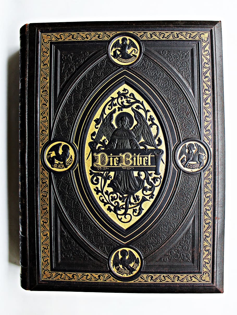 die bibel book, book, bible, leather-bound, the art of book binding, historically, antiquarian, old, faith, christianity