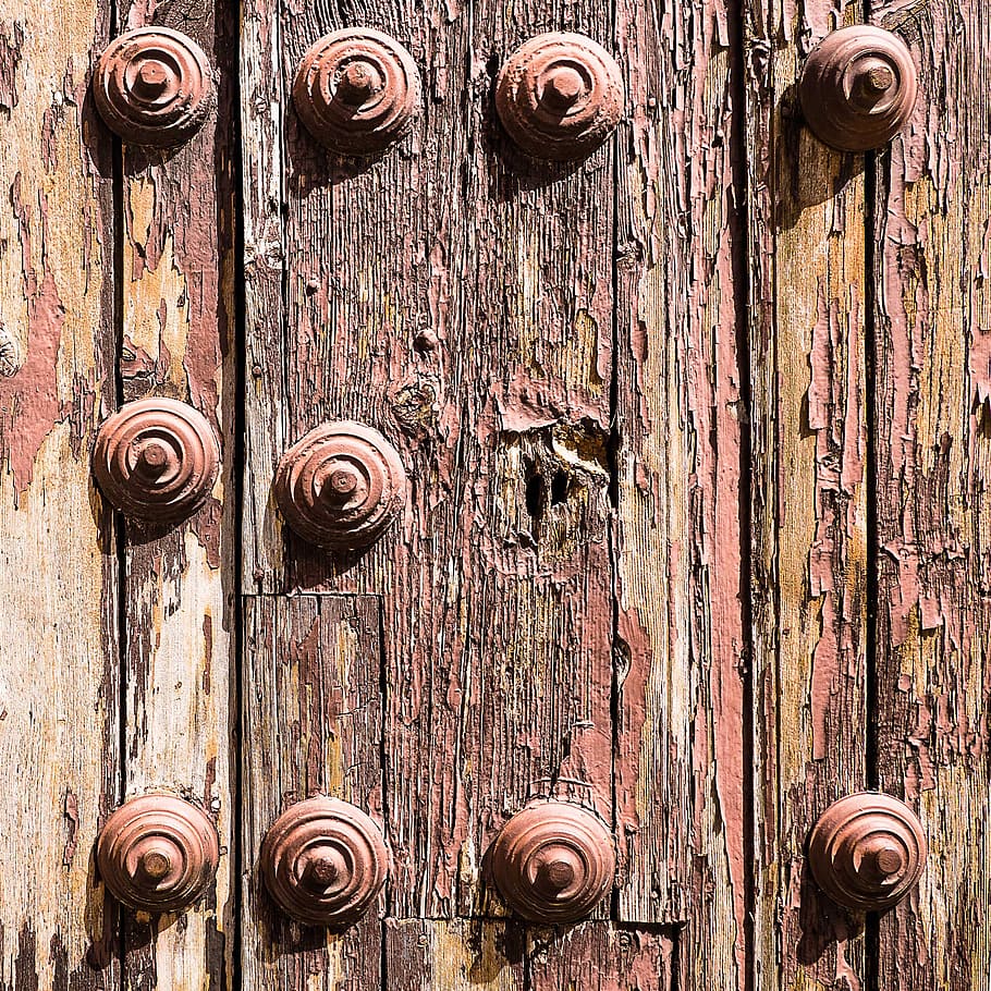 close-up, view, wood, slab, wood - material, door, entrance, metal, safety, full frame