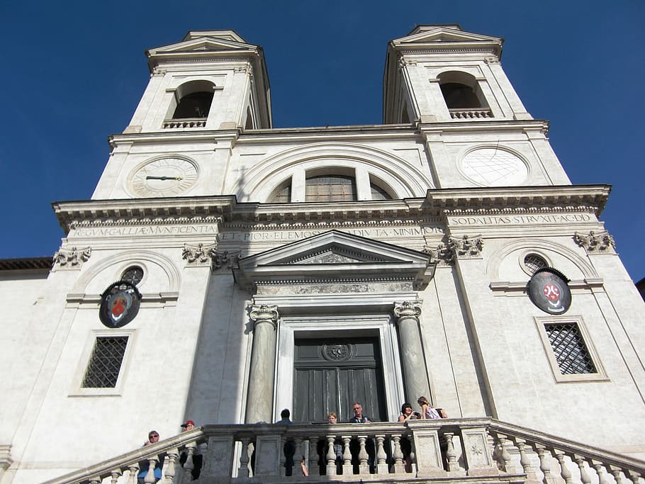 rome, italy, spanish steps, santissima trinita dei monti, church, building, architecture, historically, scalinata di spagna, building exterior