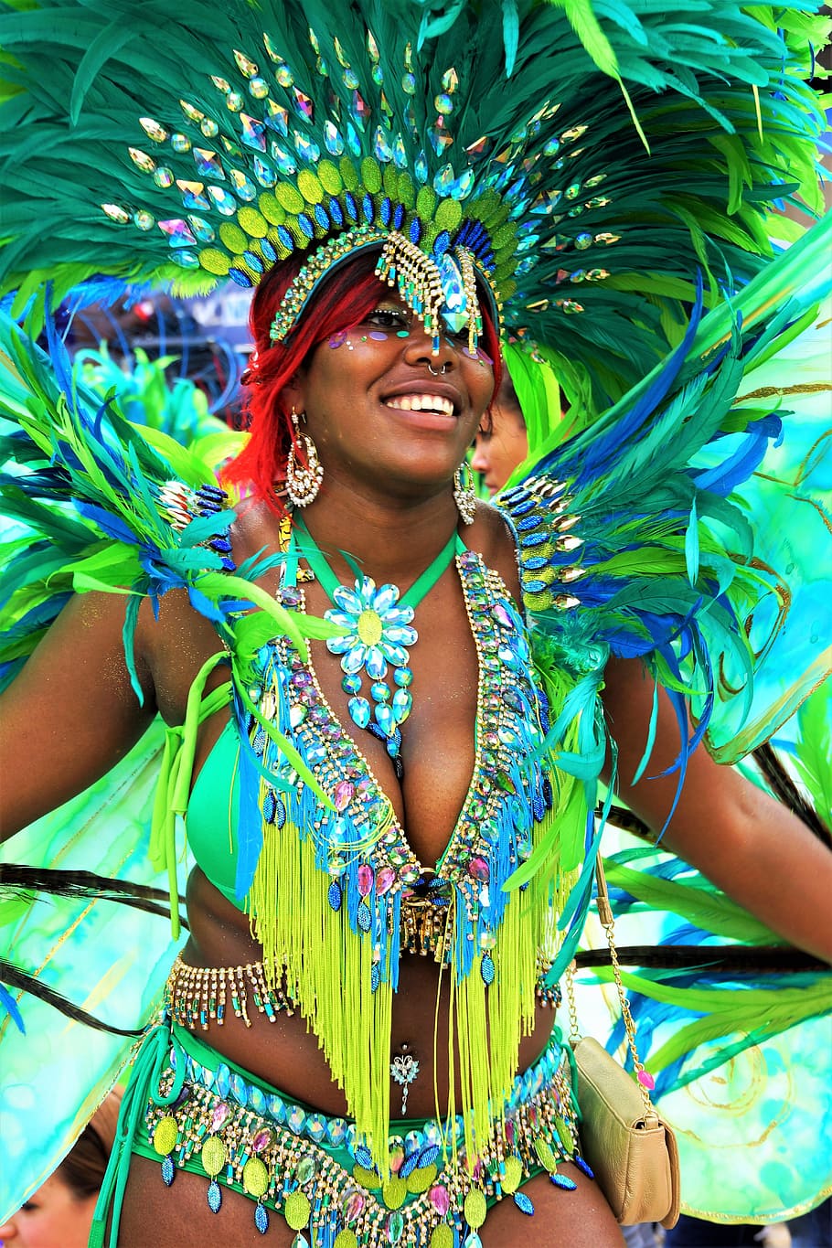 carnival, headgear, costume, festival, notting hill, performer, parade, dancing, london, traditional clothing