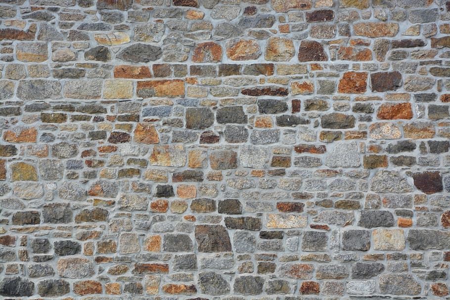minimalist, photography, gray, brown, brick wall, facade, stone wall, old house wall, old village, full frame