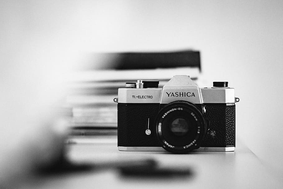 gris, negro, cámara de película yashica, cámara, yashica, lente, iso, apertura, obturador, fotografía