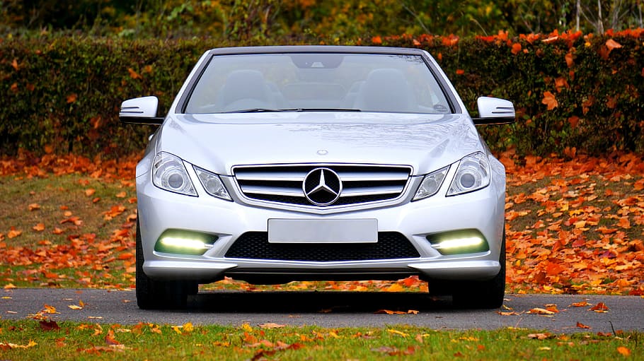 silver mercedes-benz vehicle, parked, tree, car, mercedes, transport, auto, motor, design, luxury