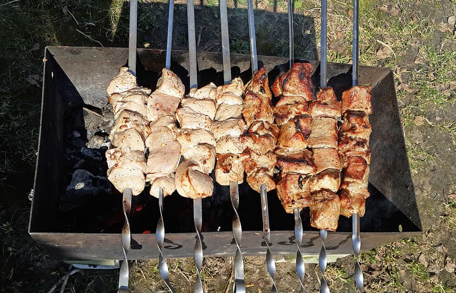 shish kebab, mangal, fried meat, food, food and drink, meat, barbecue, freshness, barbecue grill, preparation