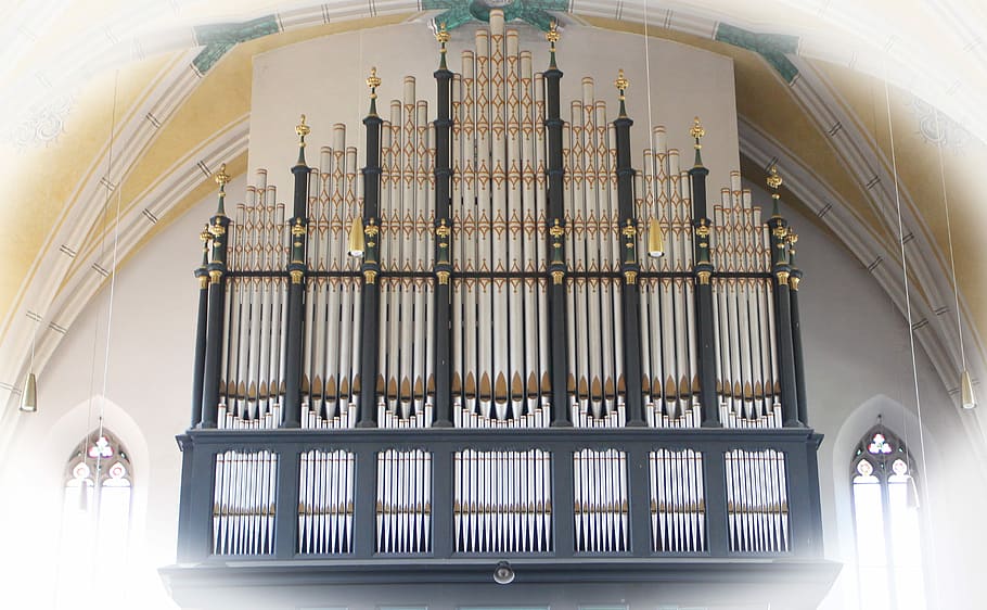 Órgano, silbato, música, iglesia, pipa de órgano, silbato de órgano, órgano de la iglesia, ninguna gente, interiores, arquitectura