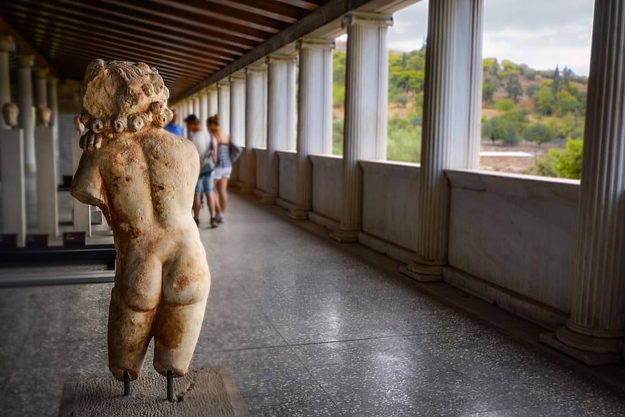 greece, greek, statue, back, rear, museum, athens, history, athenian, ancient