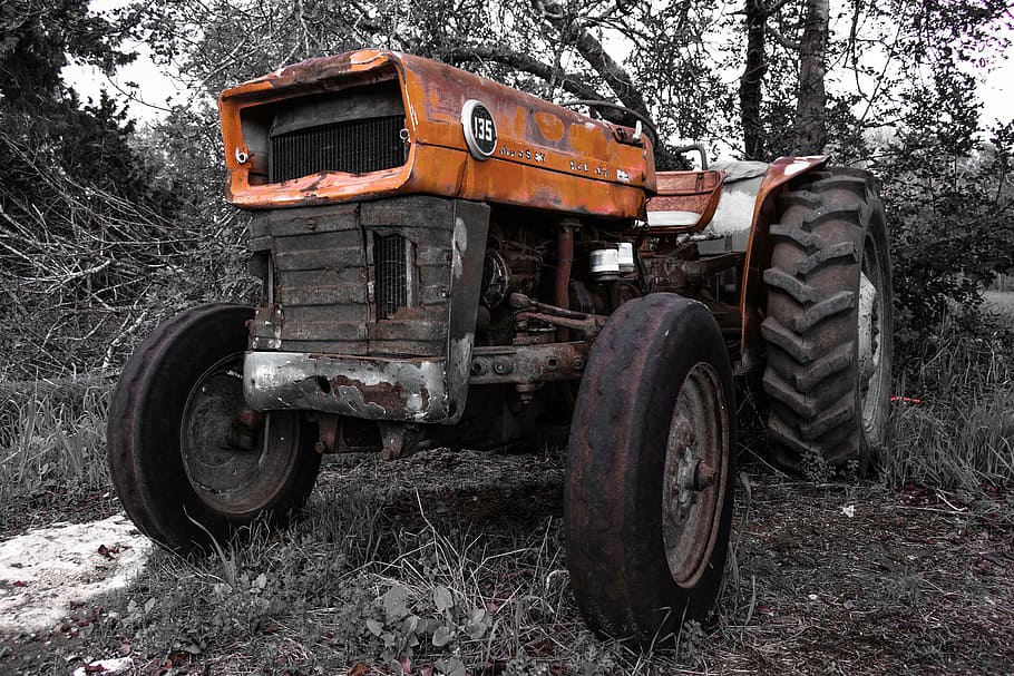 tractor, farm, countryside, agriculture, rural, equipment, machine, vehicle, rustic, rural Scene