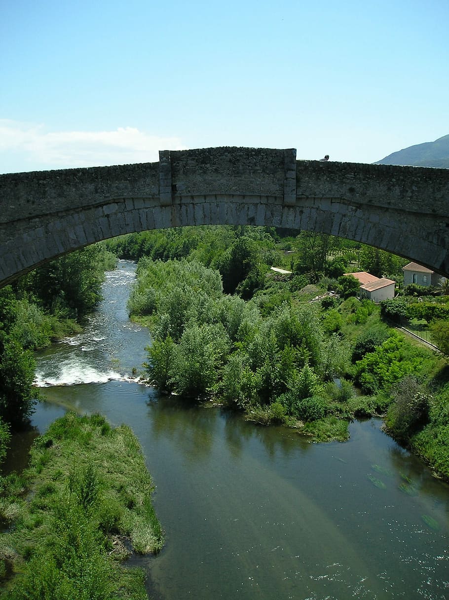 Ceret, Pont Du Diable, puente, agua, río, historia, al aire libre, cielo, castillo, arquitectura
