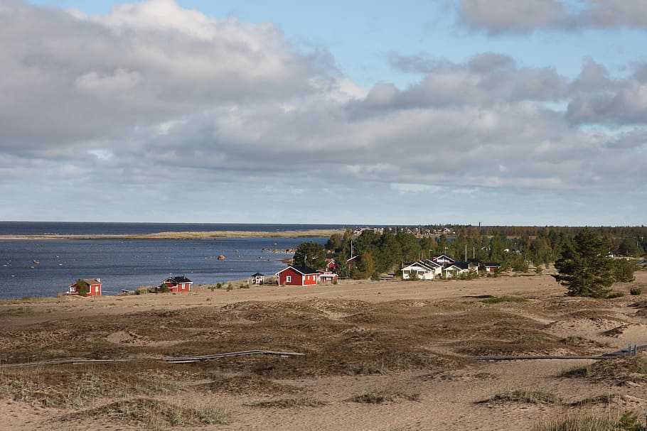 kalajoki, bancos de arena, lugar turístico, arena, mar, playa, verano, cielo, horizonte, nubes