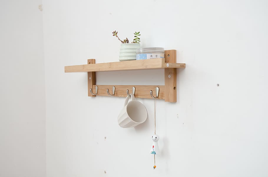 Coat Rack, Wall, Mounted, Hook, Racks, wall-mounted hook, indoors, day, wall - building feature, white color