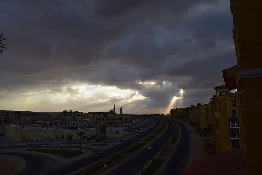 landscape, night, egypt, heliopolis, roundabout, church, city, cairo, cloud - sky, sky