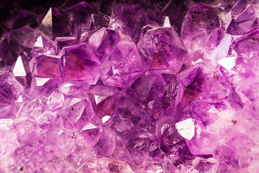 roxo, pedra preciosa papel de parede hd, gema, ametista, pedra semi preciosa, violeta, inferno, cristal, mineral, brilho