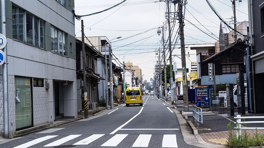 japan, street, clean, architecture, transportation, building exterior, built structure, mode of transportation, city, cable