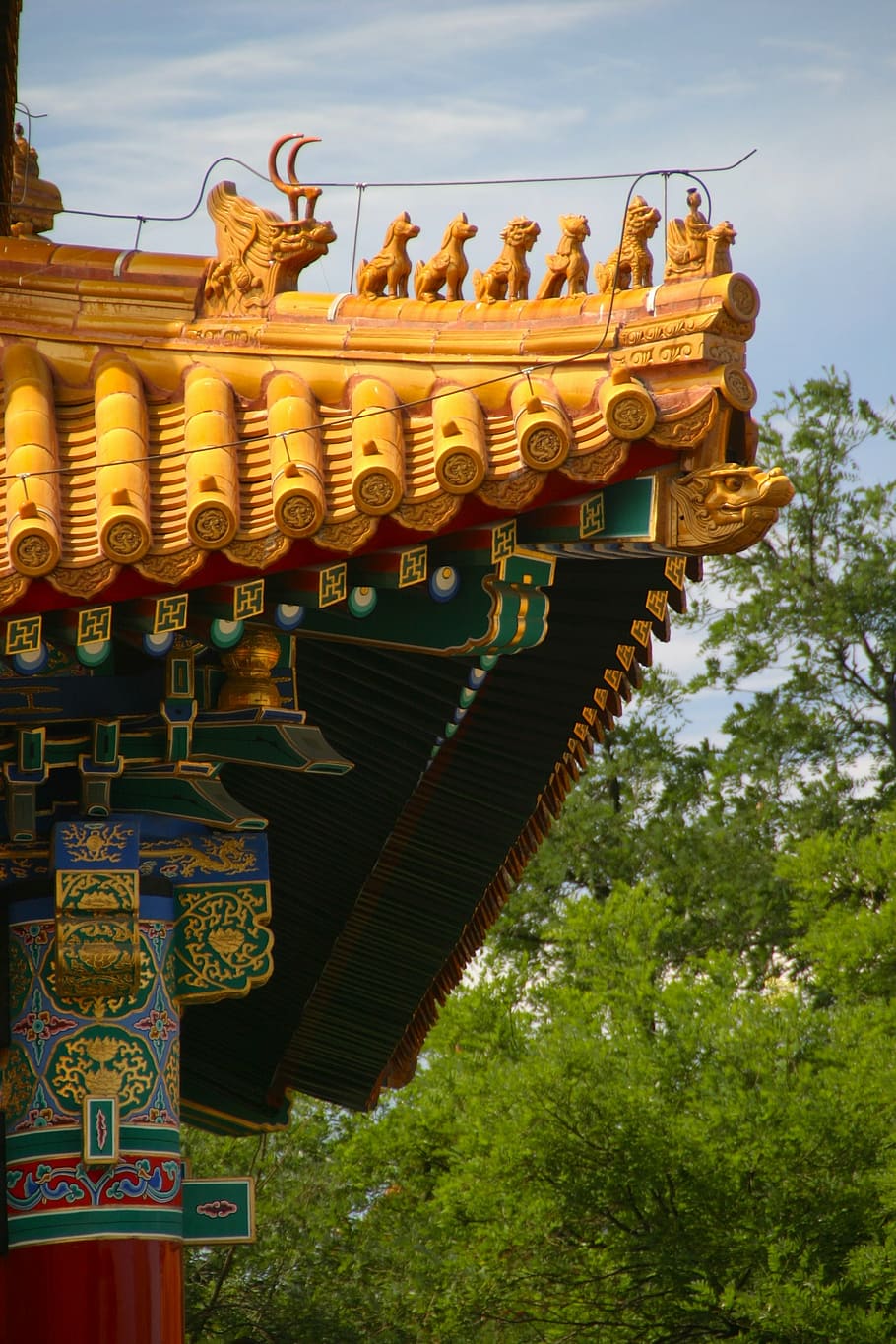 крыша, Китай, Дракон, Запретный город, архитектура, Пекин, дворец, орнамент, Азия, культуры