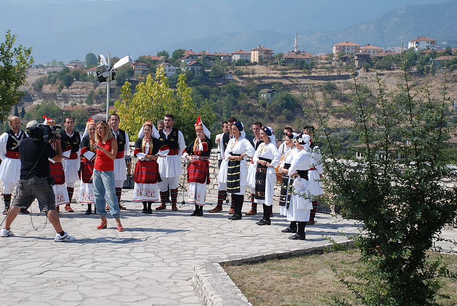 travel, greek folklore team, hellenic dance, group of people, real people, crowd, large group of people, architecture, city, day