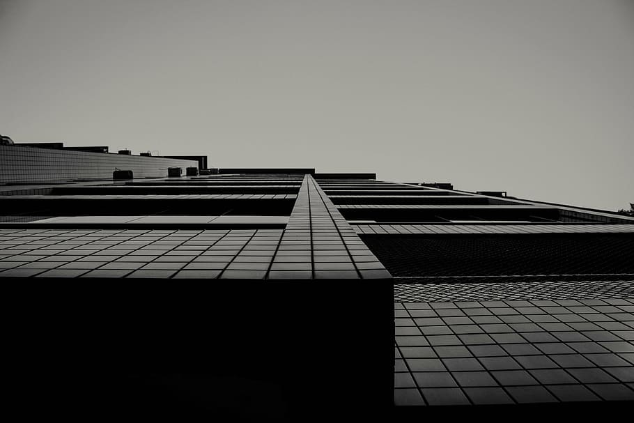 architectural, photography, building, art, structure, squares, lines, modern, black and white, grayscale