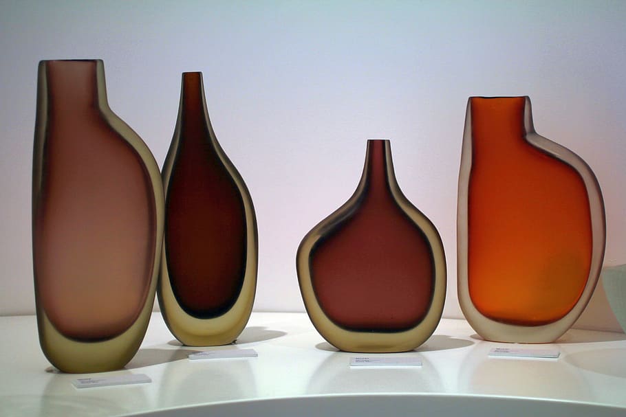 murano, glass, museum, art, in a row, still life, group of objects, variation, choice, indoors