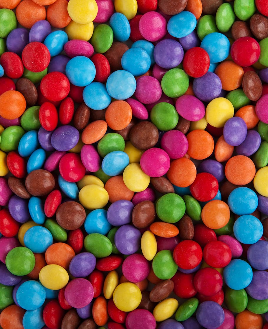 caramelos de chocolate, fondo, botón, dulces, chocolate, recubierto, color, colorido, confitería, postre