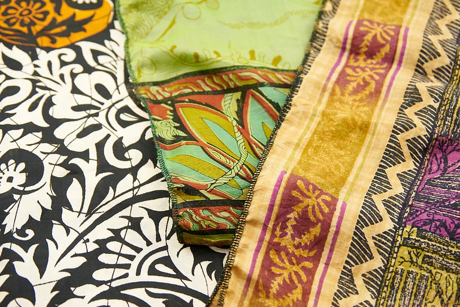 sari, tecido, plano de fundo, seda, indiano, têxtil, lenço, pano, material, colorido