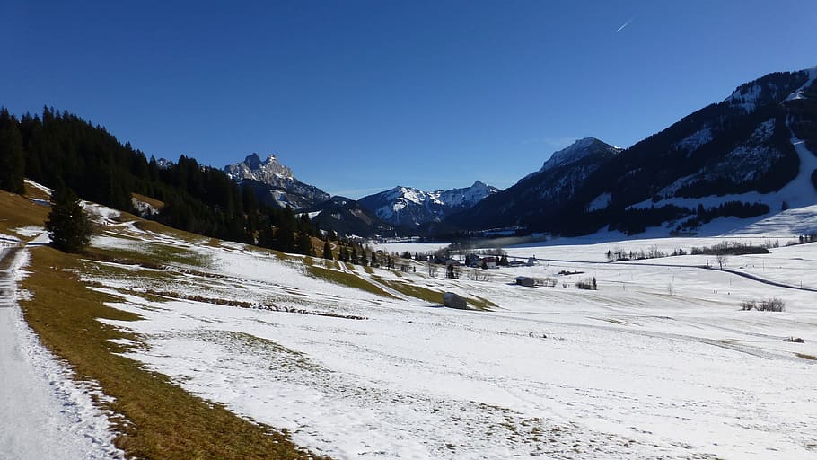 tyrol, tannheimertal, red flüh, gimpel, panorama, winter, snow, cold temperature, mountain, environment