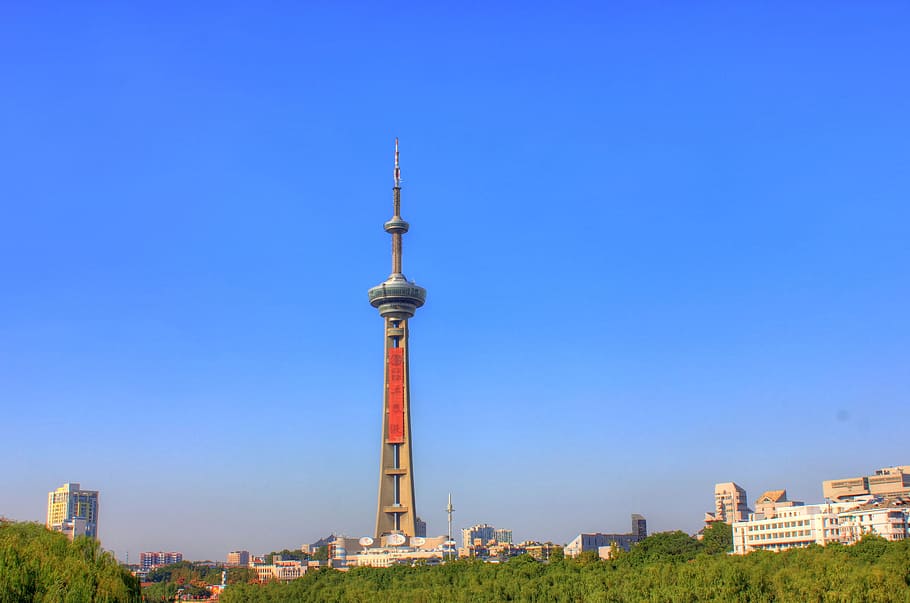 China, Jiangsu, Nanjing, torre de televisión, arquitectura, horizonte, ciudad, paisaje urbano, torre, edificio