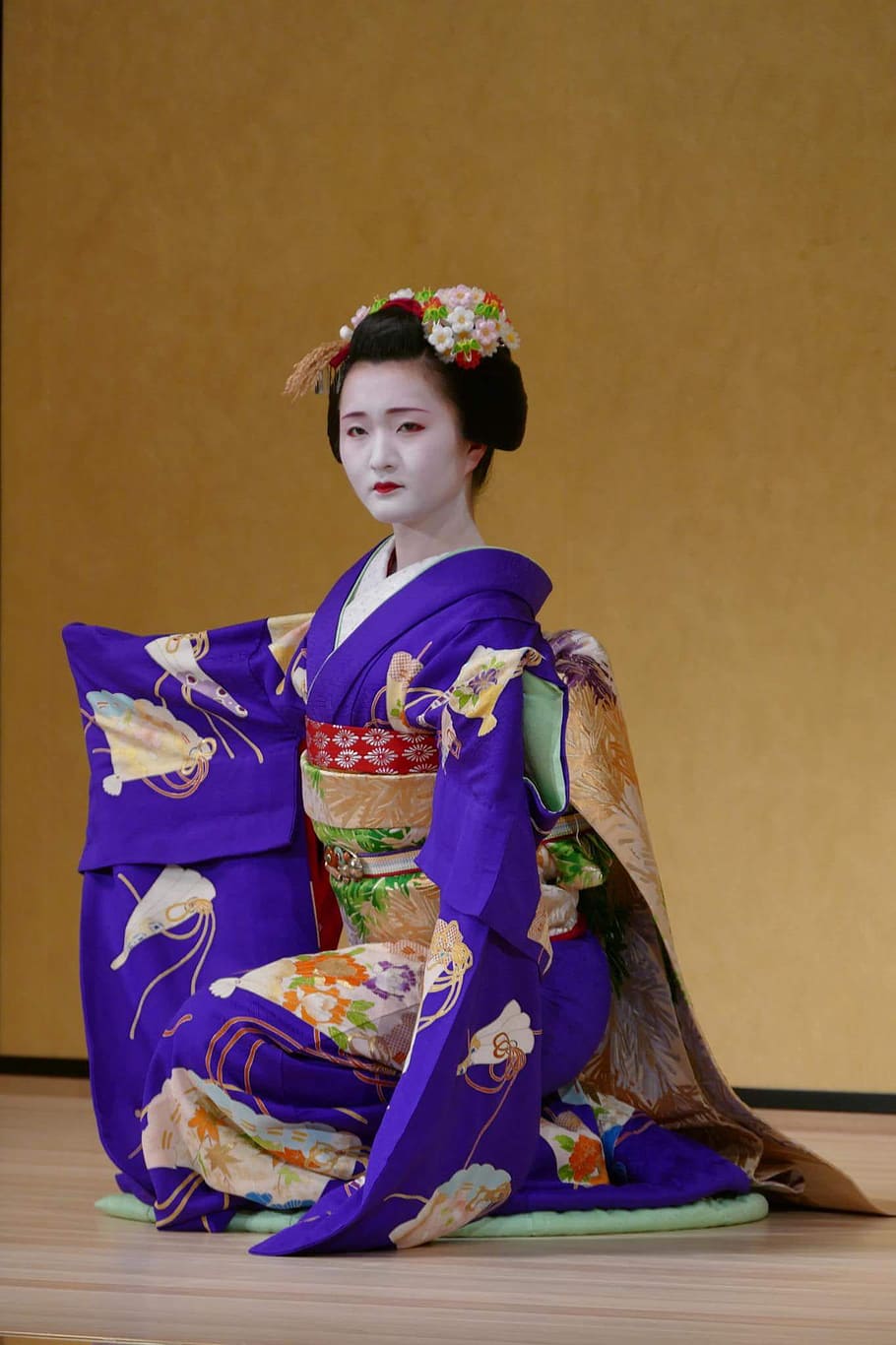 kimono, dewasa, orang, pakai, kostum, di dalam ruangan, satu orang, tampilan depan, pakaian tradisional, pakaian