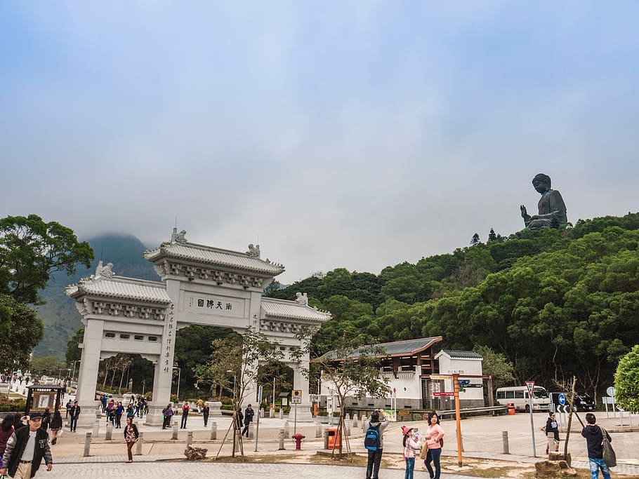 중국, 아치, 관광객, 장소, 목적지, 나무, 식물, 자연, 동상, 조각