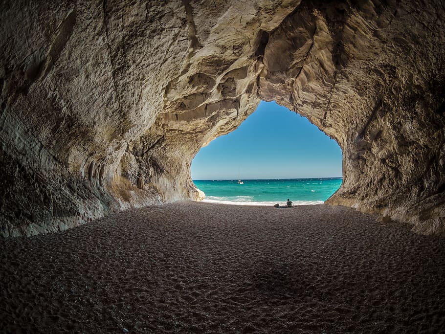 brown, white, cave, italy, cala gonone, air, sky, clouds, partly cloudy, atlantic