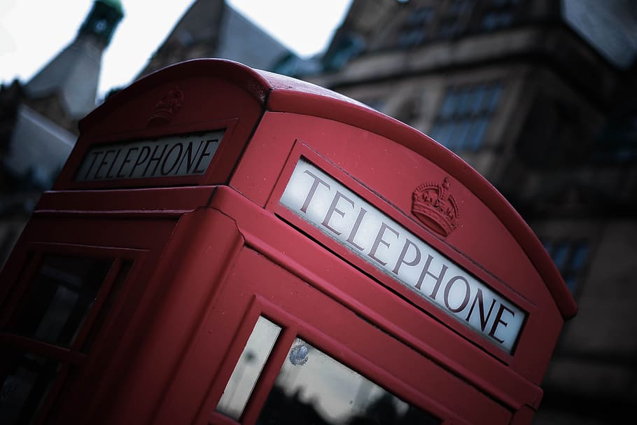 London, Red, Phone, Phone Booth, England, red, western script, communication, text, telephone booth, close-up