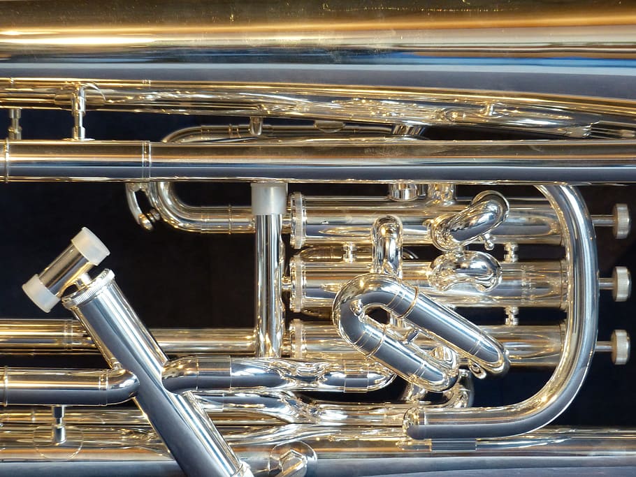 euphonium, brass instrument, instrument, sheet, music, musical instrument, bugle, périnet valves, shine, rays