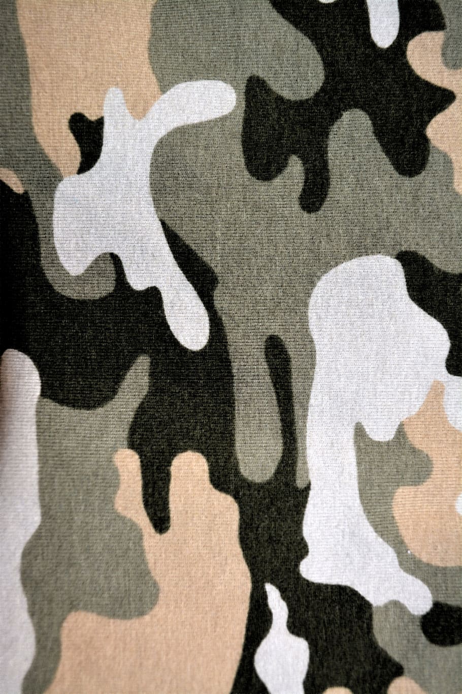 close-up photo, camouflage pattern cloth, camouflage, pattern, military, textile, material, uniform, fabric, khaki