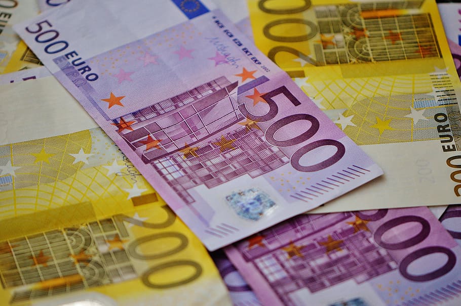 500紙幣, お金, 見かけ, ユーロ紙幣, 通貨, 金融, ドル紙幣, 紙幣, ユーロ, 多く