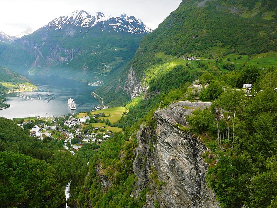 geirangerfjord, geiranger, paisagem, navio, água, natureza, transporte, montanha, paisagens - natureza, beleza natural