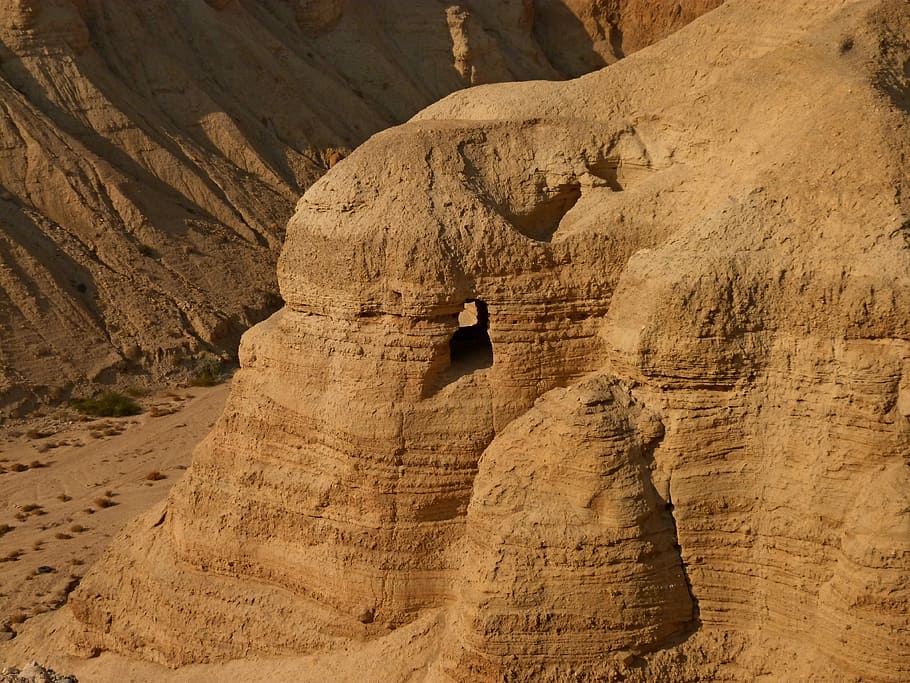 brown rock formations, no one, desert, travel, sand, rock, qumran, jewish, israel, holy land