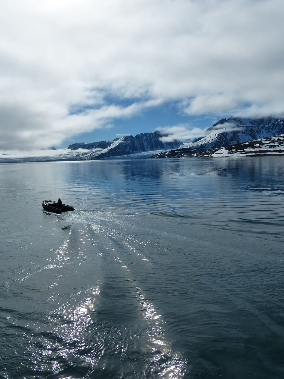 Spitsbergen, zodiaco ártico, frío, invierno, agua, montañas, lago, cielo, nube - cielo, belleza en la naturaleza