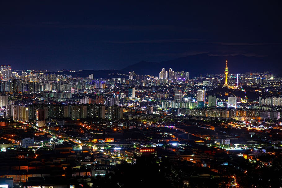 korea, daegu, landscape, night videw, republic of korea, in the foreground, night view, architecture, building exterior, city