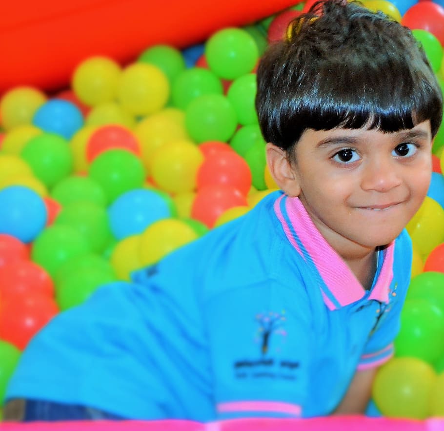 boy, wearing, blue, pink, polo shirt, child, nursery, happy, childhood, kindergarten