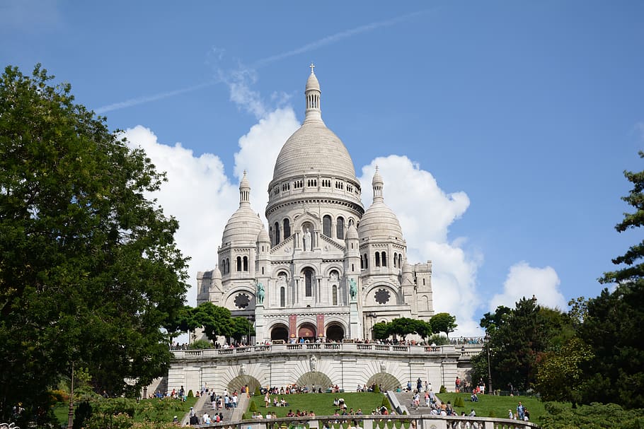 Monumento, Montmartre, París, arquitectura, estructura construida, cielo, exterior del edificio, planta, árbol, destinos de viaje