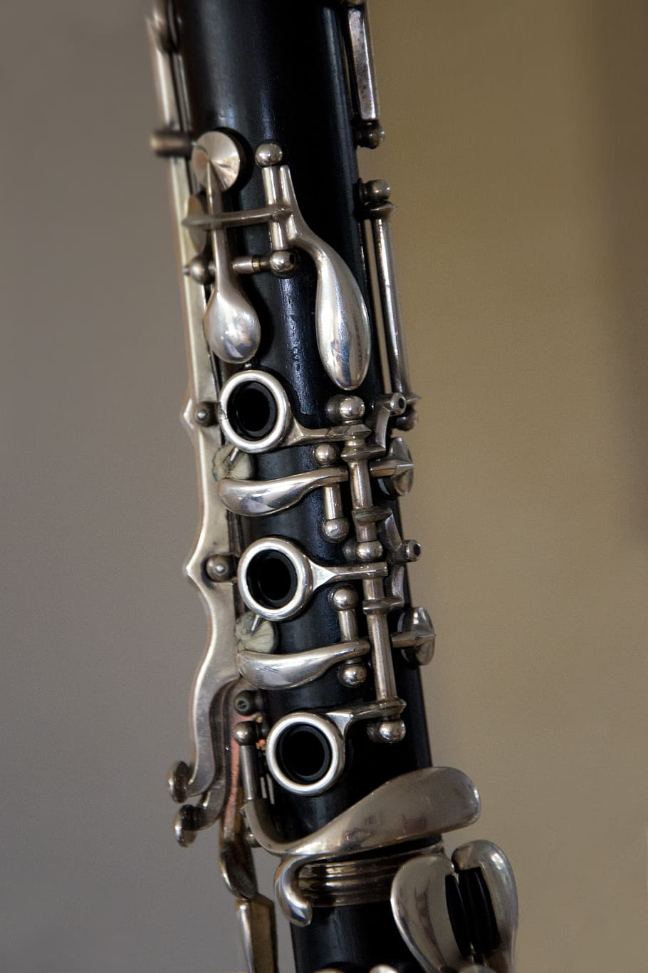 close-up, black, silver clarinet, Clarinet, Musical Instrument, music, woodwind, folding, silver, nickel silver