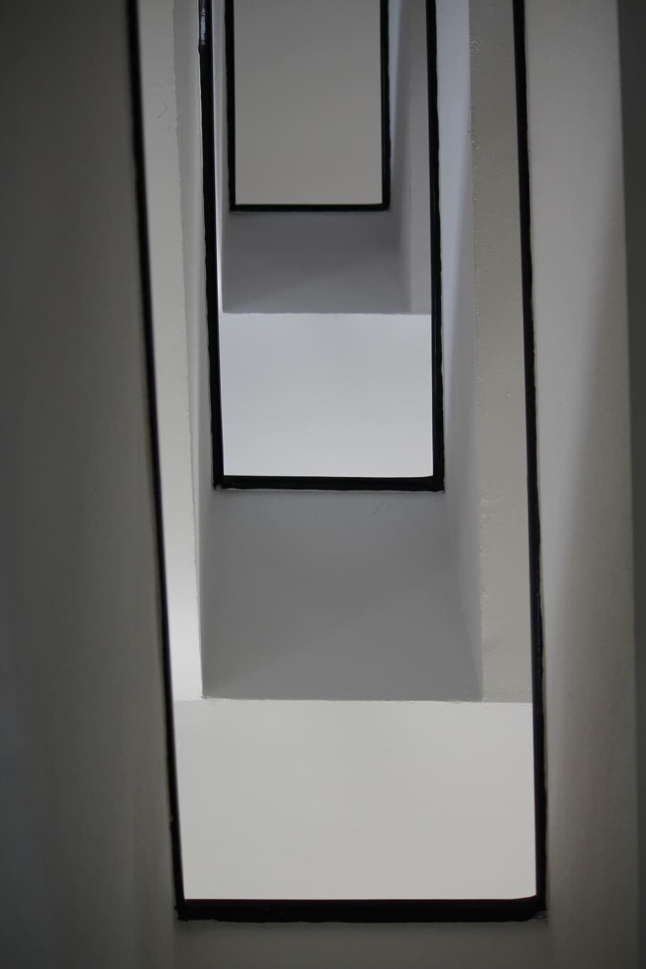 empty, within, bauhaus, architecture, staircase, white, black, indoors, close-up, copy space